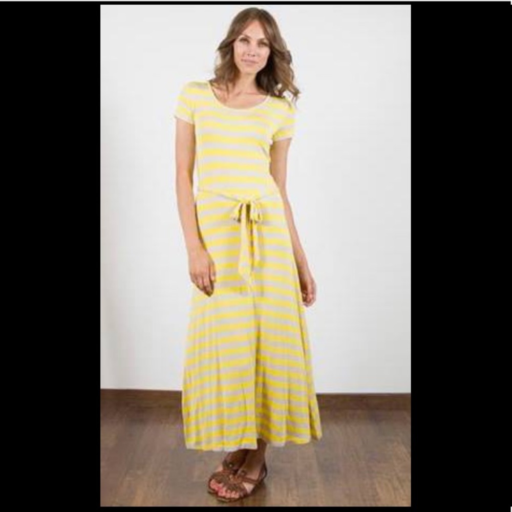 Light pink and navy striped maxi dress